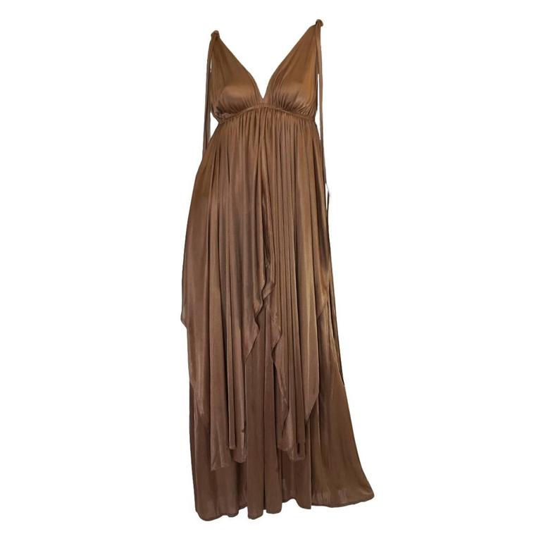 Superb 1970s Grecian Goddess Frank Usher Jersey Dress at 1stDibs