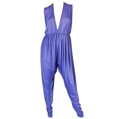 Vintage 1970s Rare Halston IV Lavender Jersey Jumpsuit & Cape