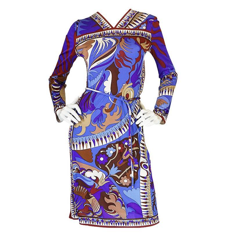 1960s Emilio Pucci Brilliant Printed Silk Jersey Dress