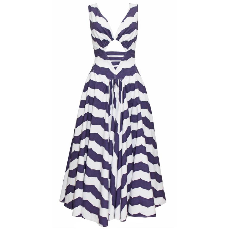Exceptional rare Alaia Striped Cotton Cocktail Dress, Spring/Summer ...