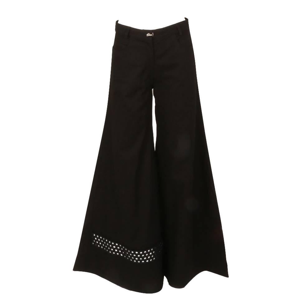 Fendi Black Flared Trousers with Mirror and Bead Detailing For Sale