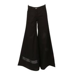 Fendi Black Flared Trousers with Mirror and Bead Detailing
