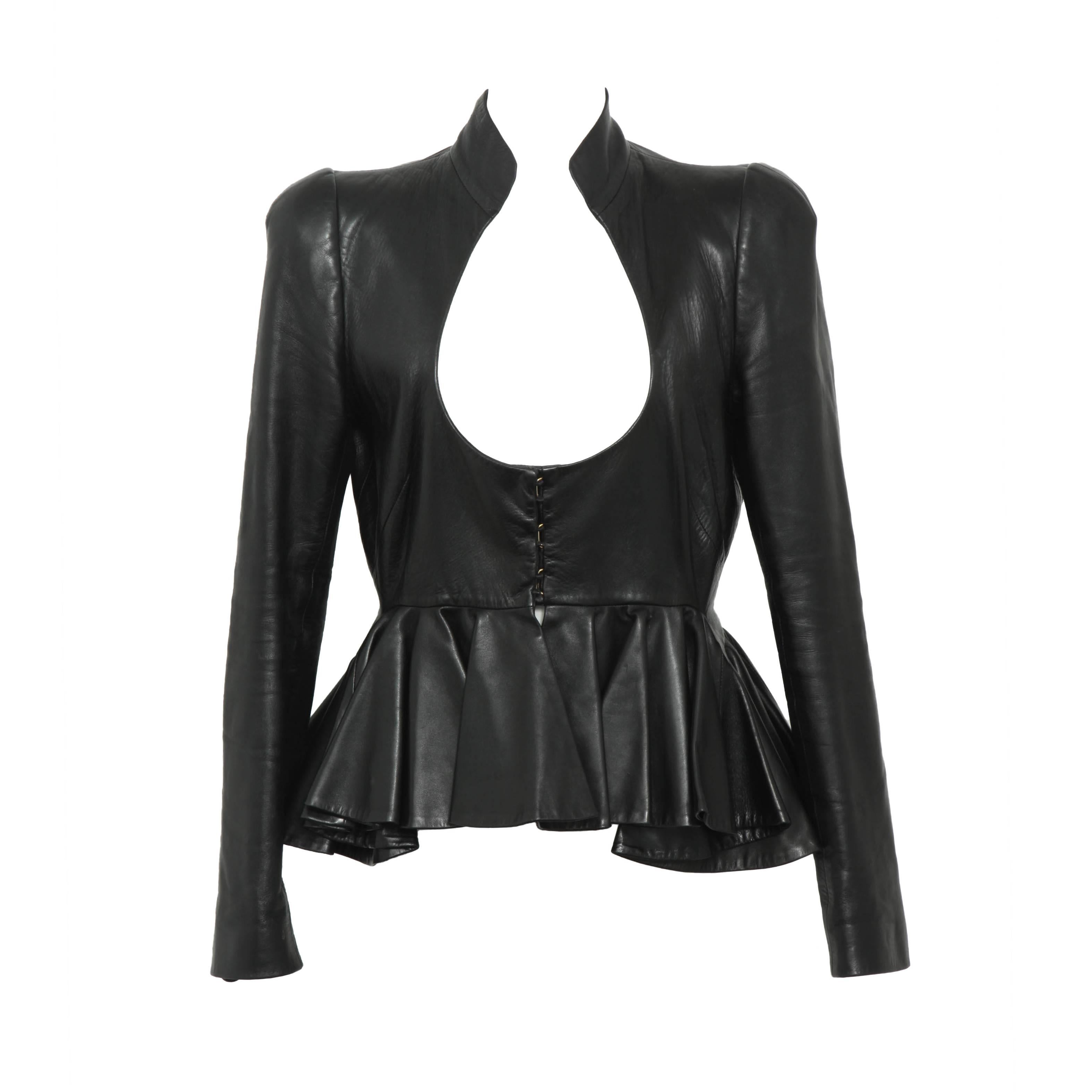 Alexander McQueen Black Lamb Skin Leather Jacket