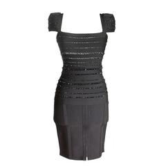 Herve Leger Skirt Set Black Bandage Beaded Top Striking  M mint