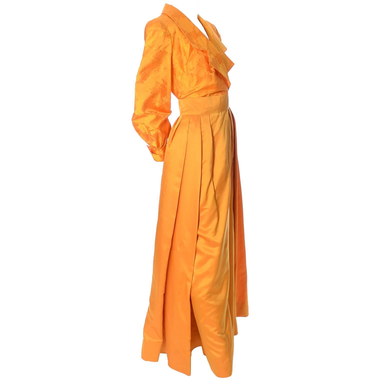 Estevez Couture Vintage Silk Statement Dress 2 Pc Evening Gown 1970s