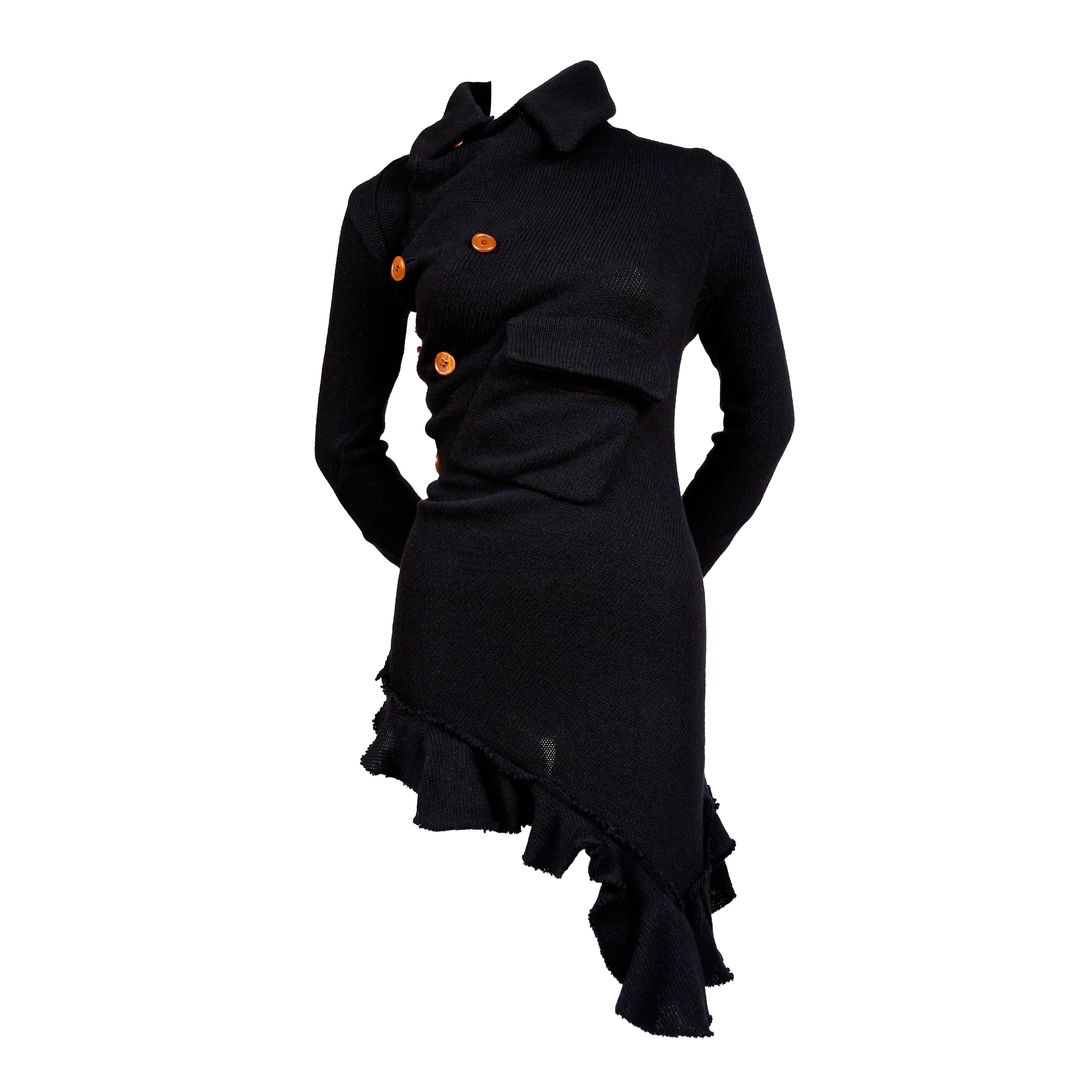 COMME DES GARCONS black twisted runway tunic - fall 2002