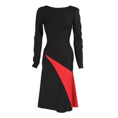 Alaia Graphic Black & Red Dress with Open Seams & Low Back 3