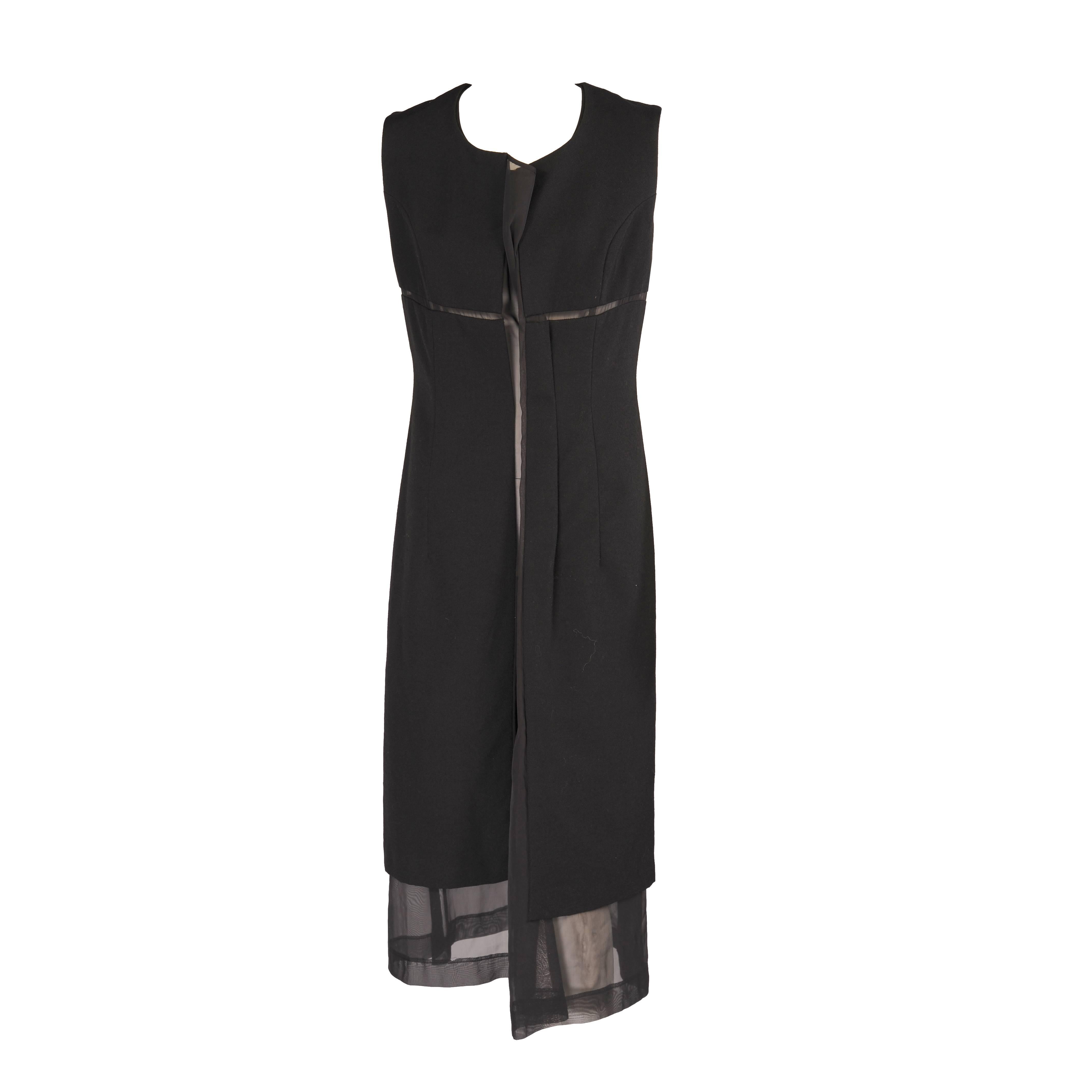 Comme des Garçons - Robe noire avec empiècement central transparent