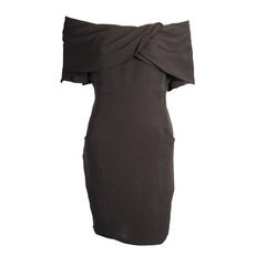 Chanel Black Silk Off the Shoulder Dress with Draped Back