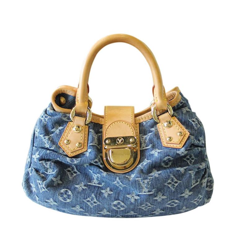 Louis Vuitton Pleaty Handbag Denim Small Blue 1944042
