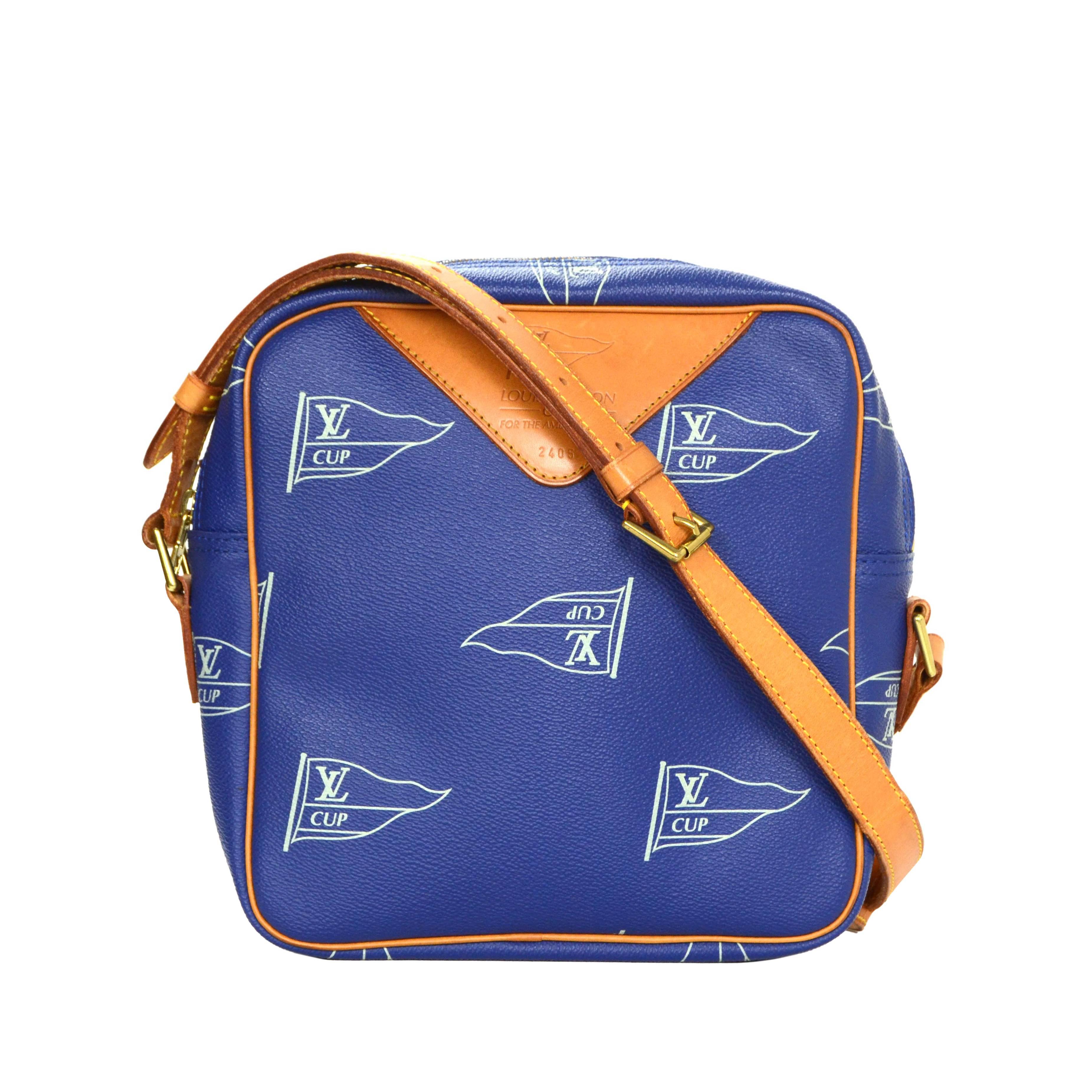 Louis Vuitton Ltd Ed Vintage '92 Blue “LV Cup” Crossbody Bag GHW 