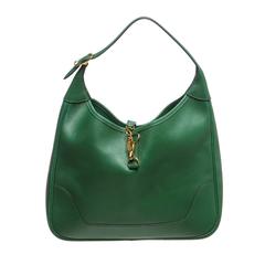 Hermes Vert Bengale Leather Trim Shoulder Handbag