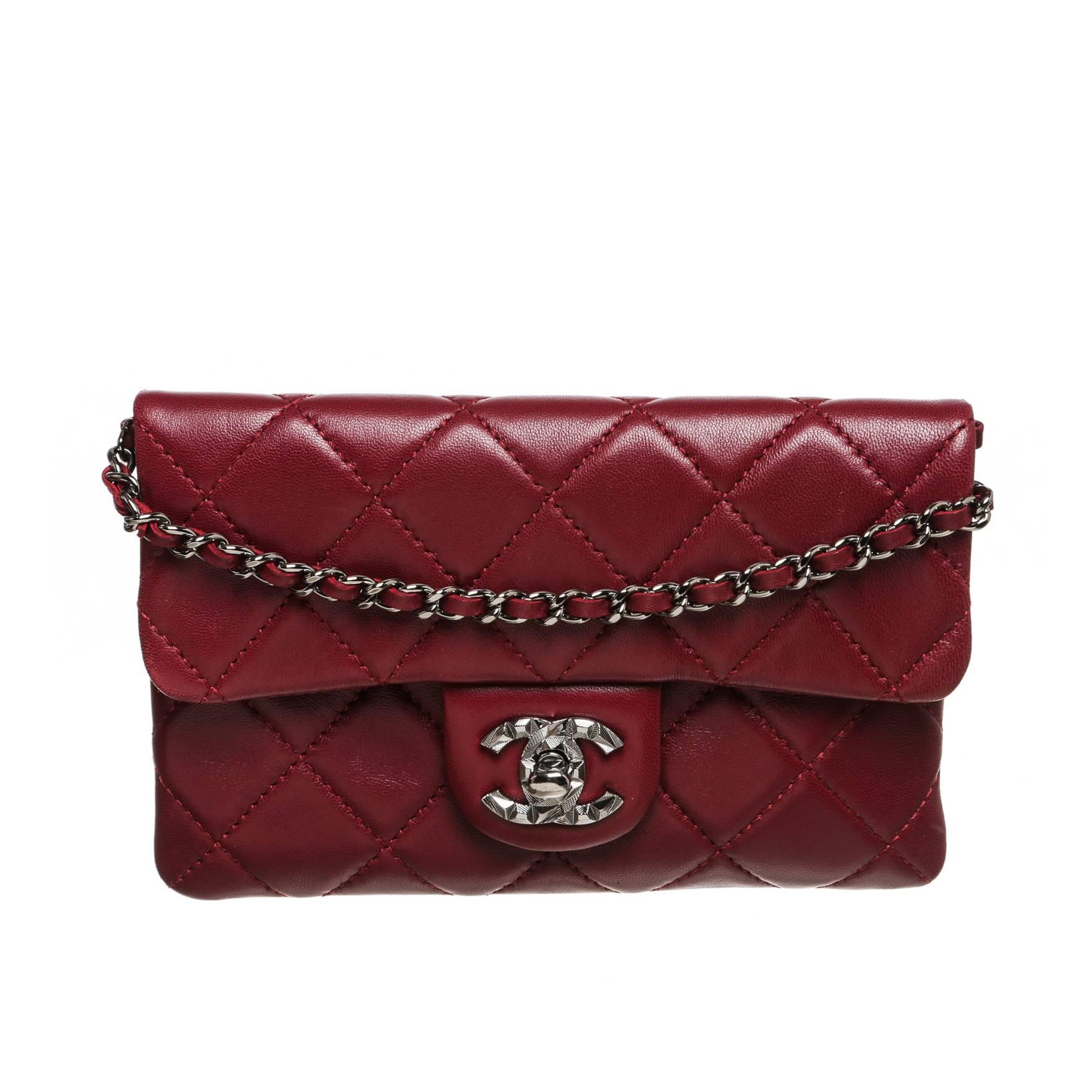 Chanel Burgundy Lambskin Crossbody Handbag For Sale