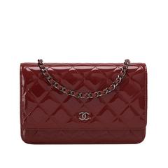 Chanel Wallet On Chain WOC Chevre Effect Red Silver HW OMINI Bag  eBay