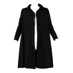 1960s Ben Zuckerman for I. Magnin Vintage Wool + Silk Black Swing Coat