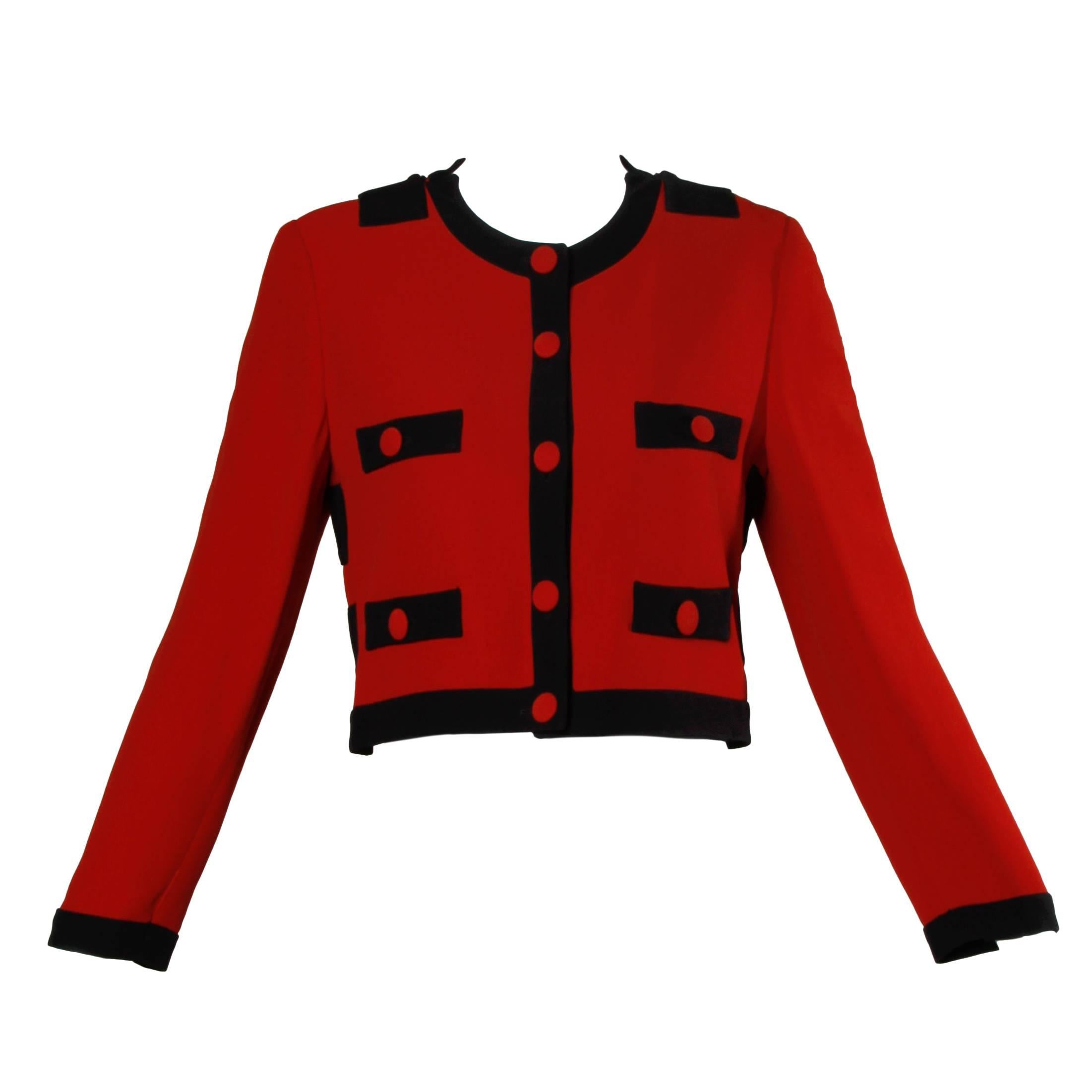 Moschino Vintage 1990s Red + Black Color Block Jacket For Sale