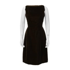 Vintage 1960's Christian Dior London Brown Velvet Cocktail Dress