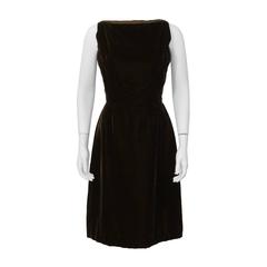 1960's Christian Dior London Brown Velvet Cocktail Dress 9