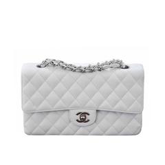 Chanel Medium Flap Bag White Caviar Leather Handbag