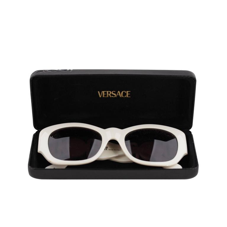 GIANNI VERSACE RARE Vintage White MEDUSA SUNGLASSES Mod 413/E Col 850  Shades AS at 1stDibs | versace white sunglasses