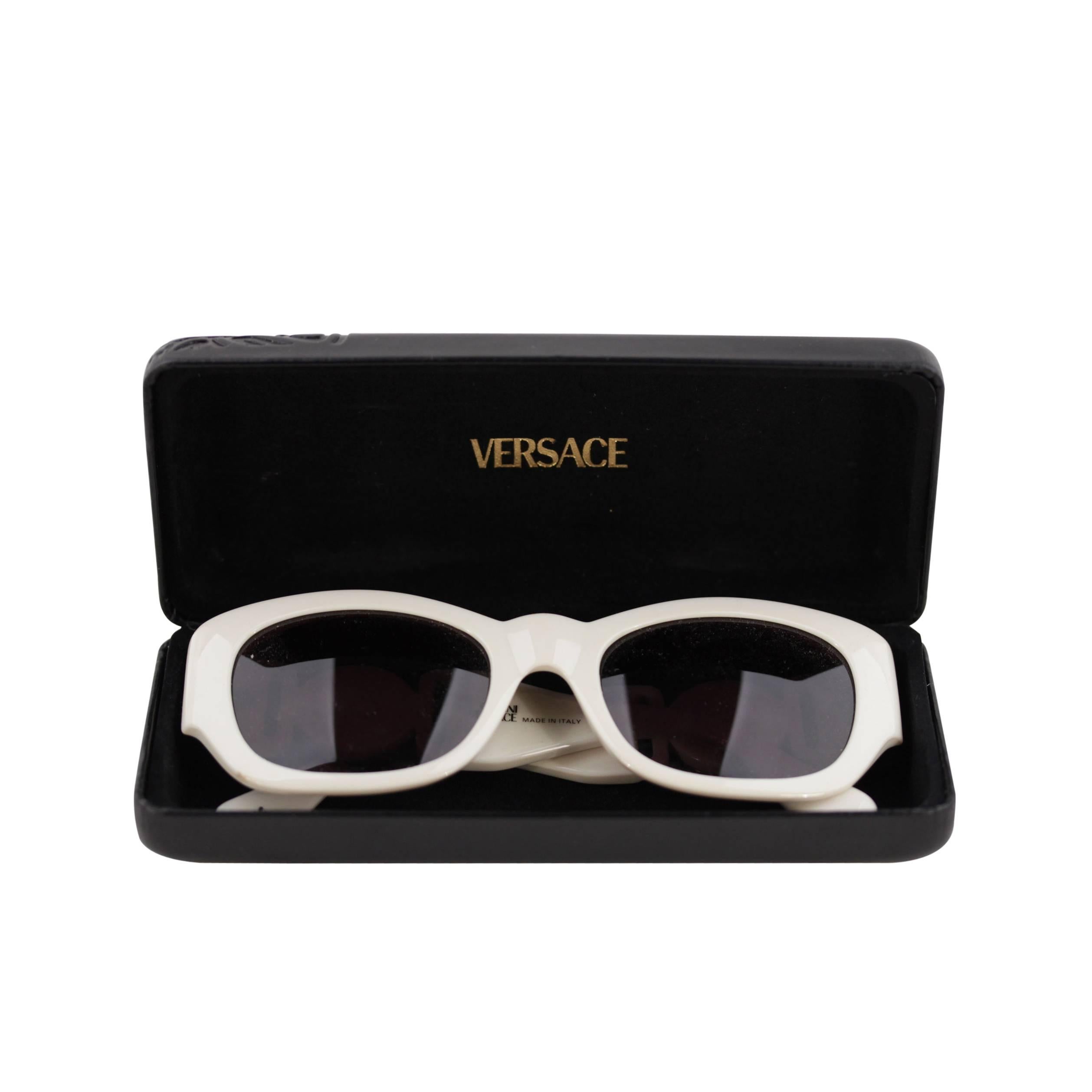 GIANNI VERSACE RARE Vintage White MEDUSA SUNGLASSES Mod 413/E Col 850 Shades AS