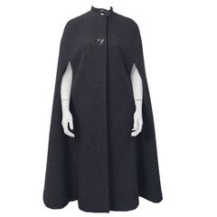 1970's Pauline Trigere Grey Wool Cape