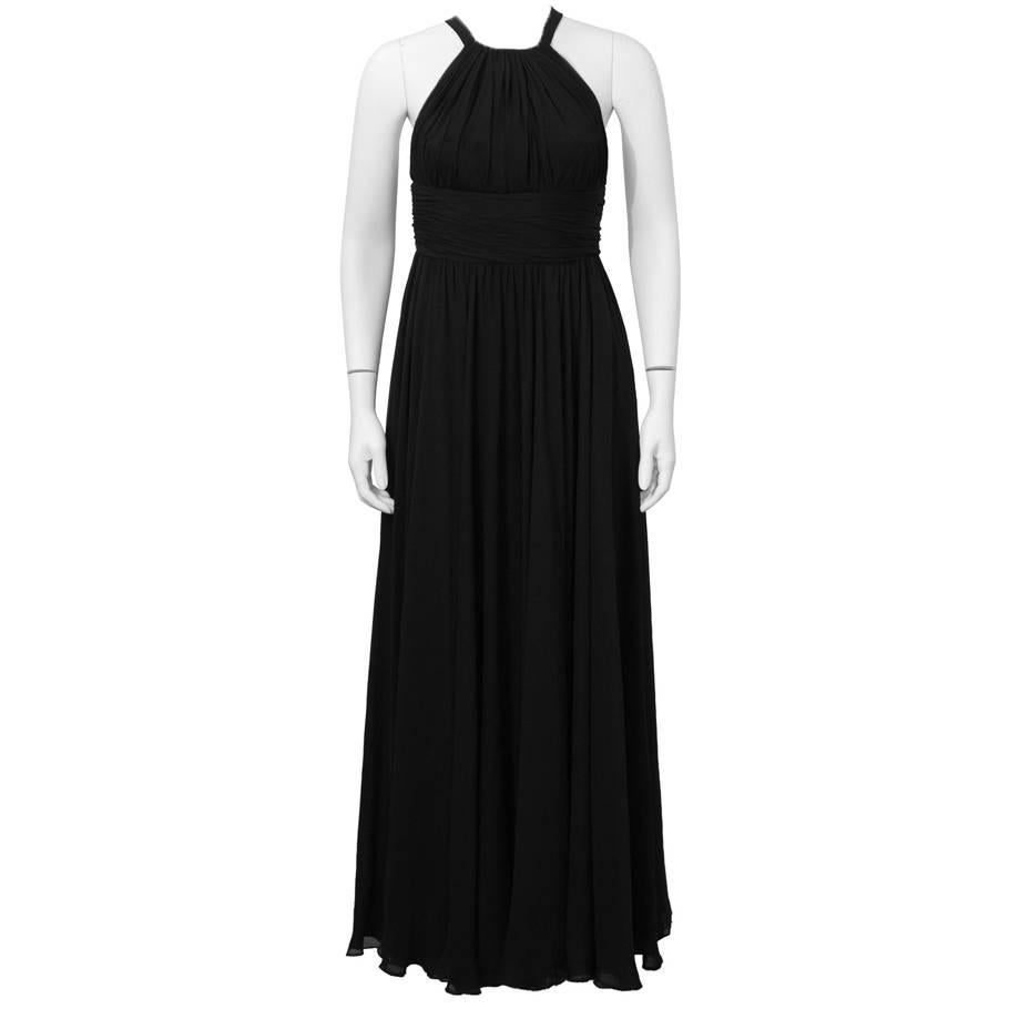 1960's Galanos Black Silk Chiffon Gown For Sale