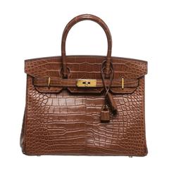 Hermes Fauve Alligator 30cm Birkin Handbag GHW