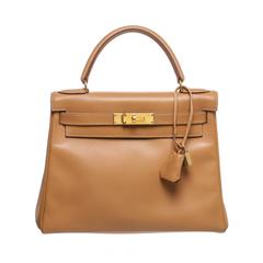 Hermes Gold Epsom Leather 28cm Kelly Handbag GHW