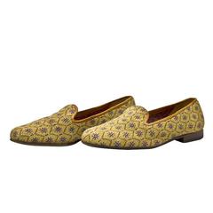 1990's Stubbs and Wootton Honeycomb Pattern Needlepoint Slippers 4
