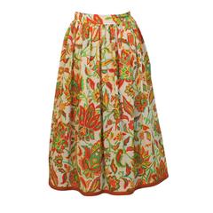 Retro 1980's Yves Saint Laurent Floral Print Wool Skirt