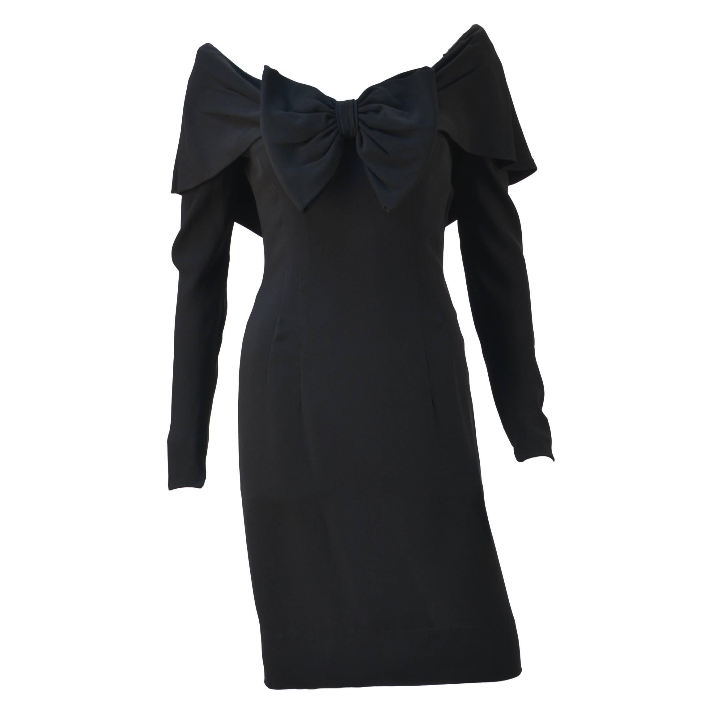 1950s Mr. Blackwell Black Long Sleeve Wiggle Dress For Sale