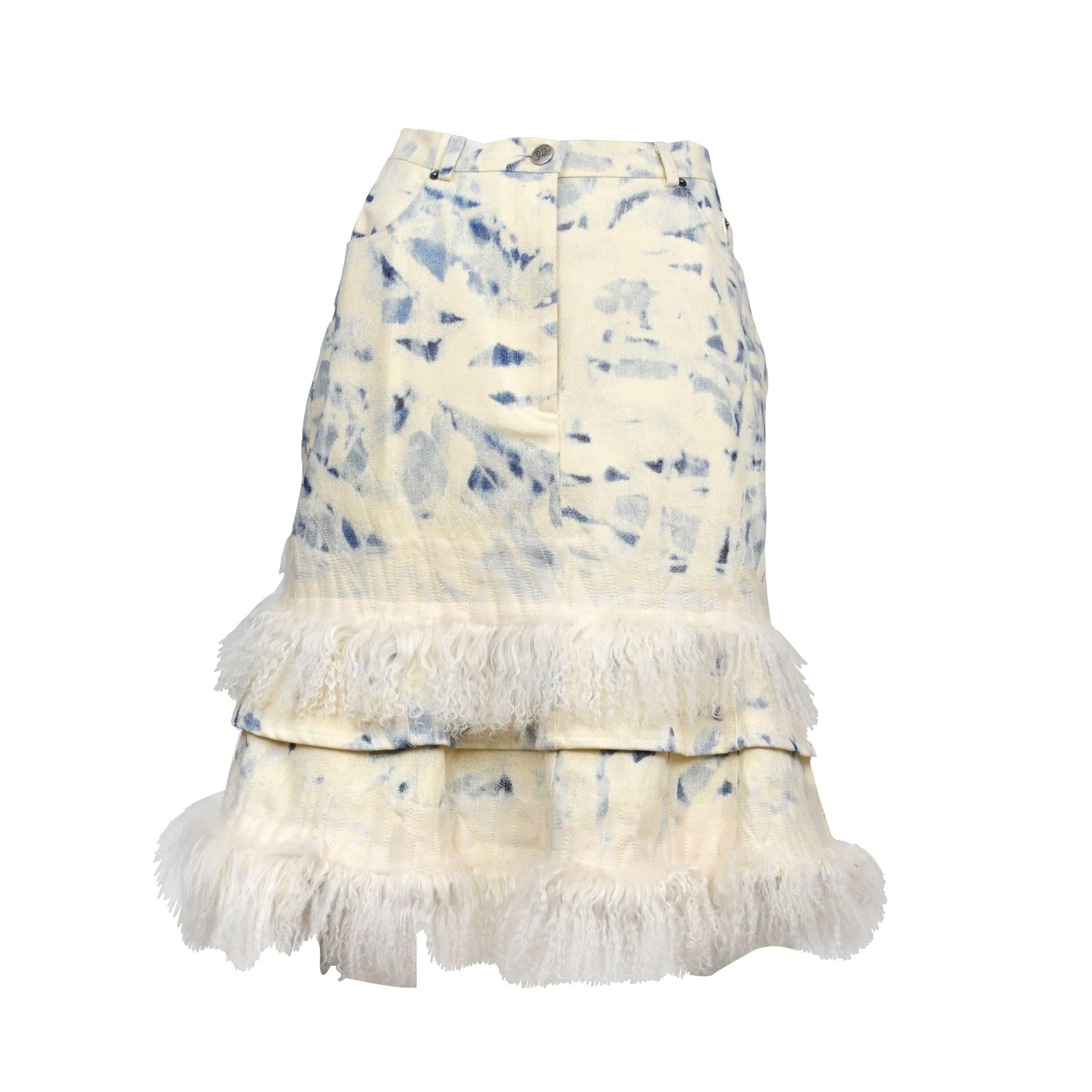 John Galliano Tie-Dyed Fur Skirt 