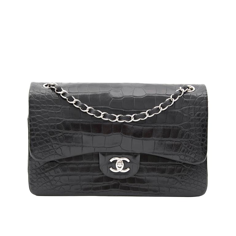 Rare Chanel Alligator Jumbo Double Flap Black For Sale at 1stDibs  chanel  alligator bag, chanel alligator bag price, chanel crocodile bag price