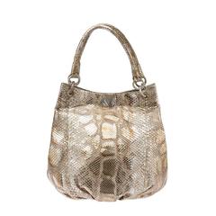2000s Nancy Gonzalez Gold and Silver Metallic Python Molurus Shoulder Bag