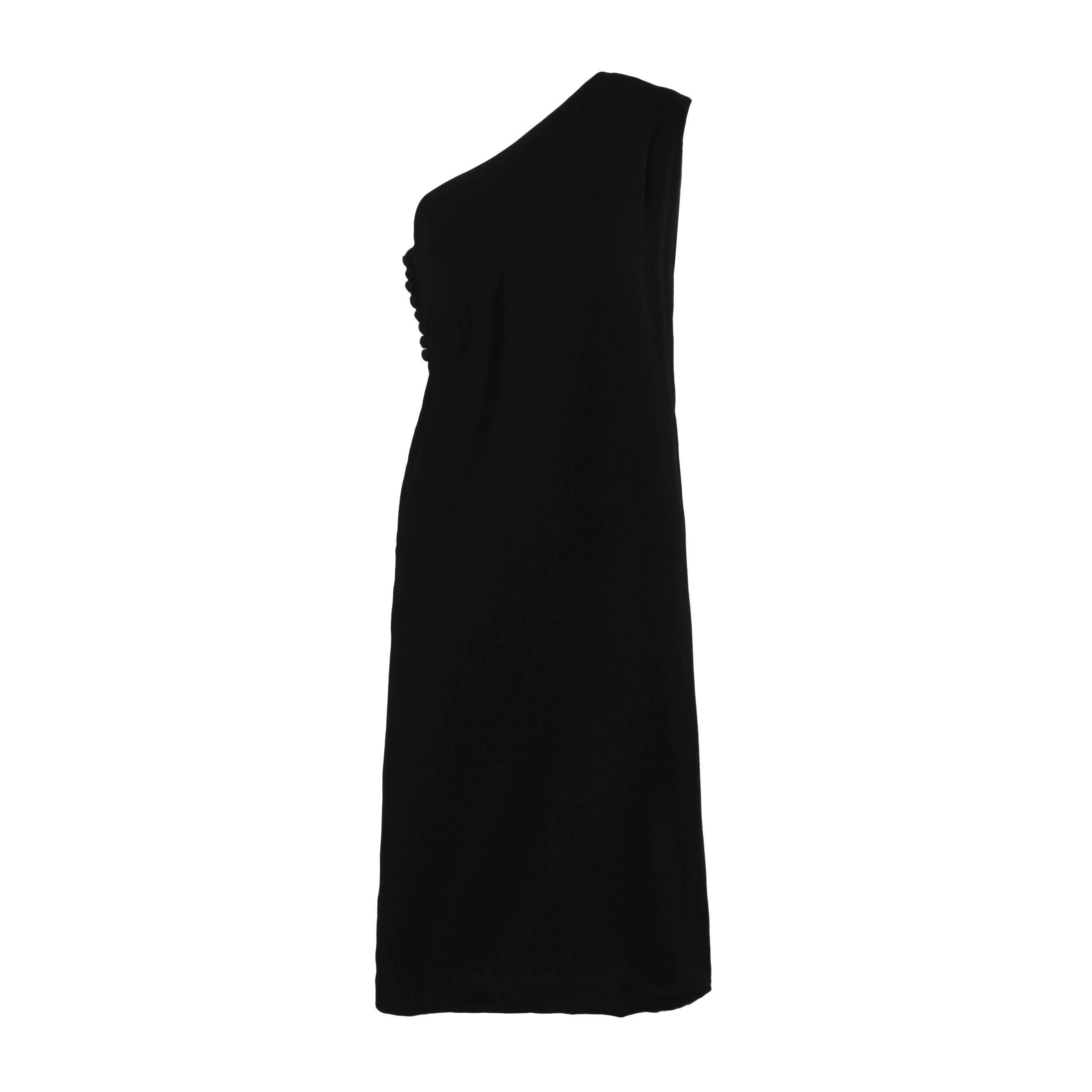 1960s Bill Blass for Maurice Rentner Vintage One-Shoulder Black Cocktail Dress For Sale