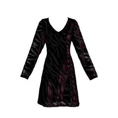 Byblos Retro 90s Purple Burnout Velvet Animal Print Dress