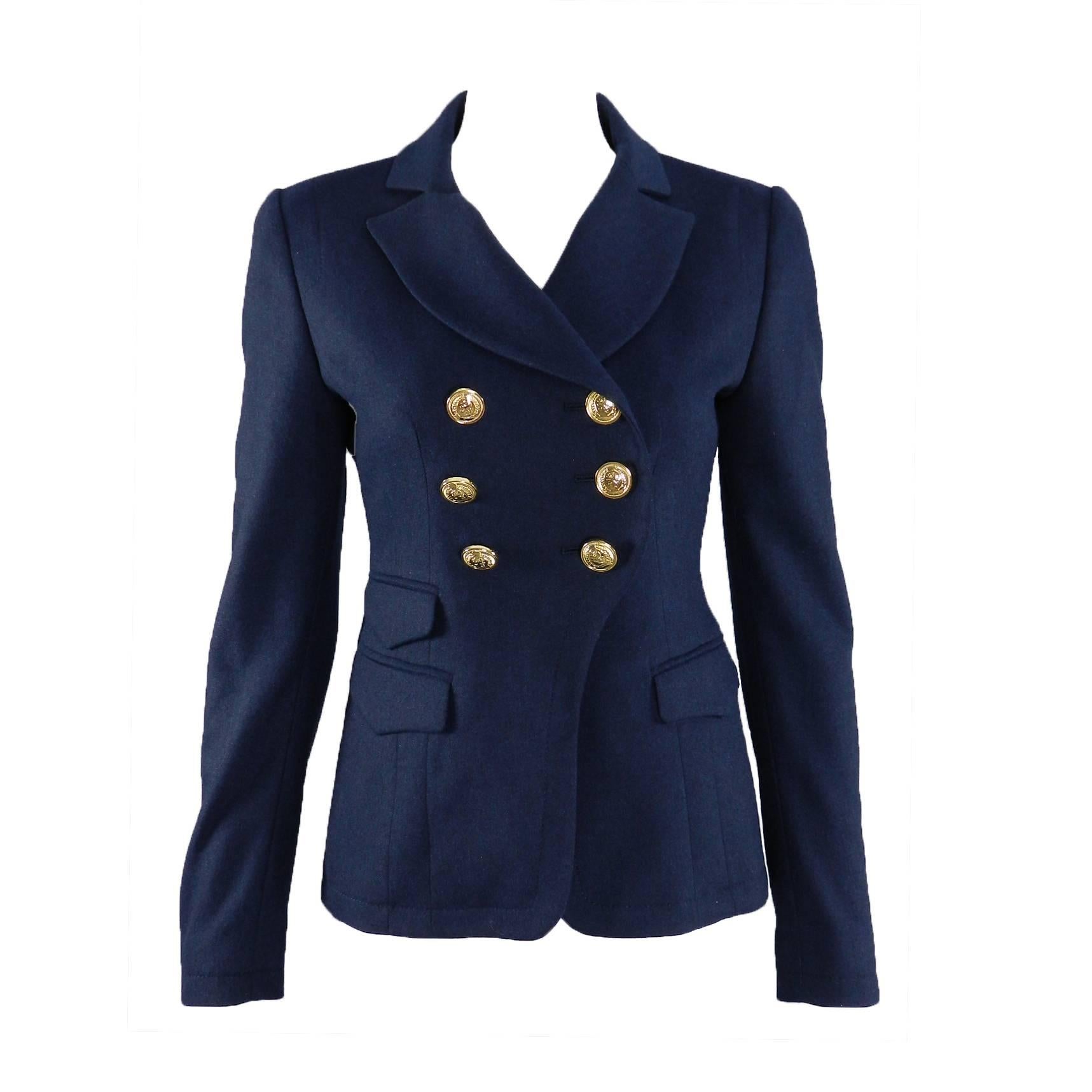 Altuzarra Navy Military Runway Jacket with Gold Buttons