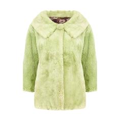 Vintage 1960s Super Soft Green Rabbit Fur Jacket