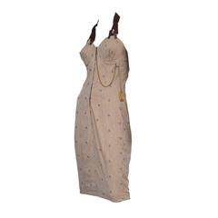 Vintage Jean Paul Gaultier Brown Stripe Suspender Dress 