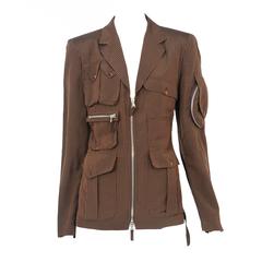 Gaultier Brown Pinstripe Utilitarian Blazer 3