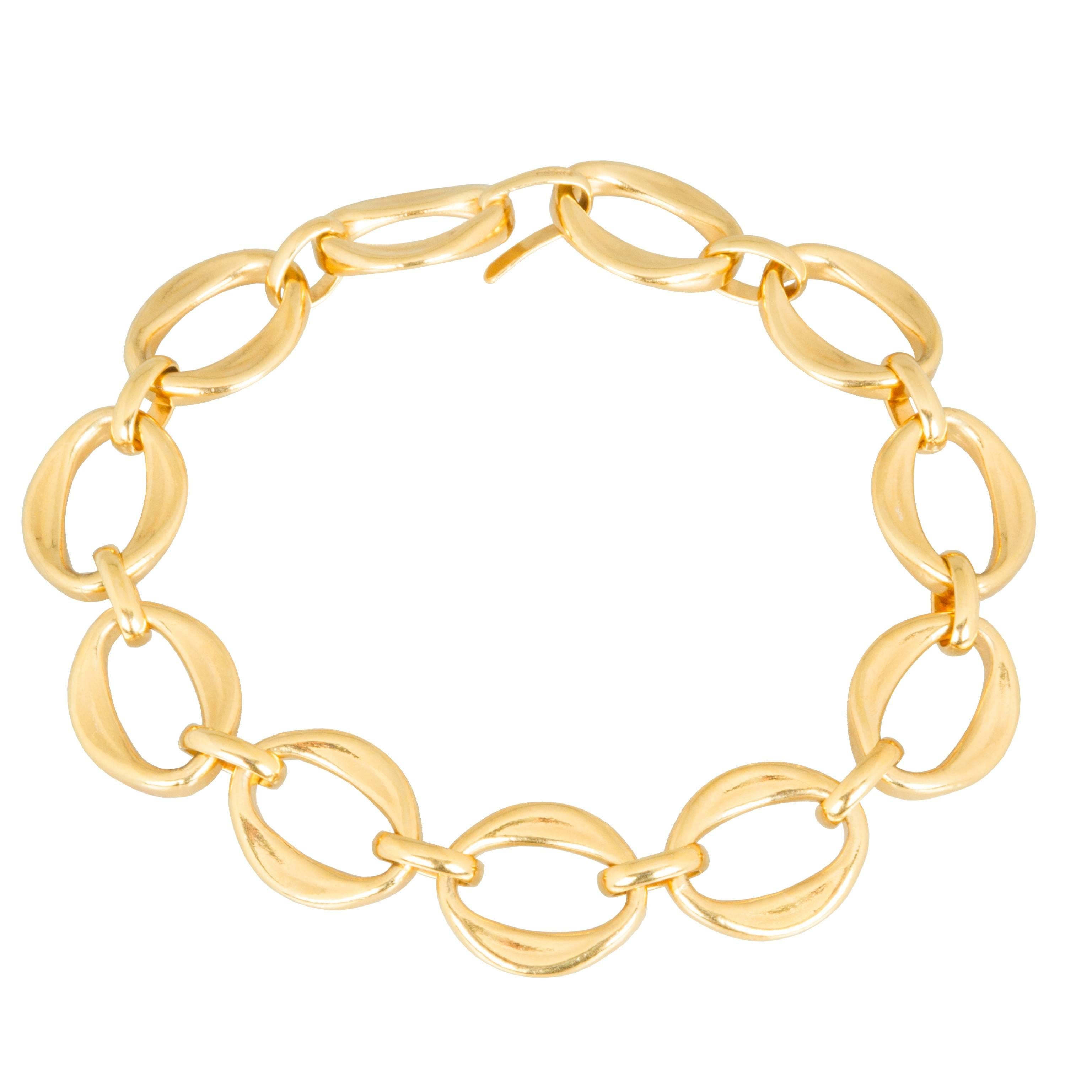 CHANEL Gold Plated Oval Link Necklace
