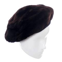 Irene Of New York I Magnin Retro Hat Beret Brown Sheared Mink