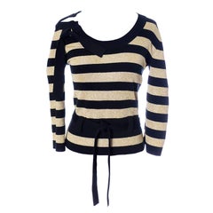 Sonia Rykiel Vintage Sweater Top Gold Sparkle Stripes Made in Italy