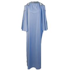 1970's Frank Usher Blue Kaftan with Black and Blue Beading 10