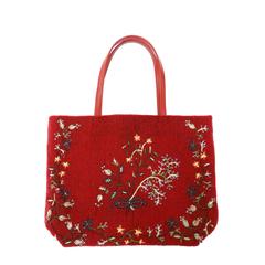 1999 Valentino Red Beaded Tote Bag 2