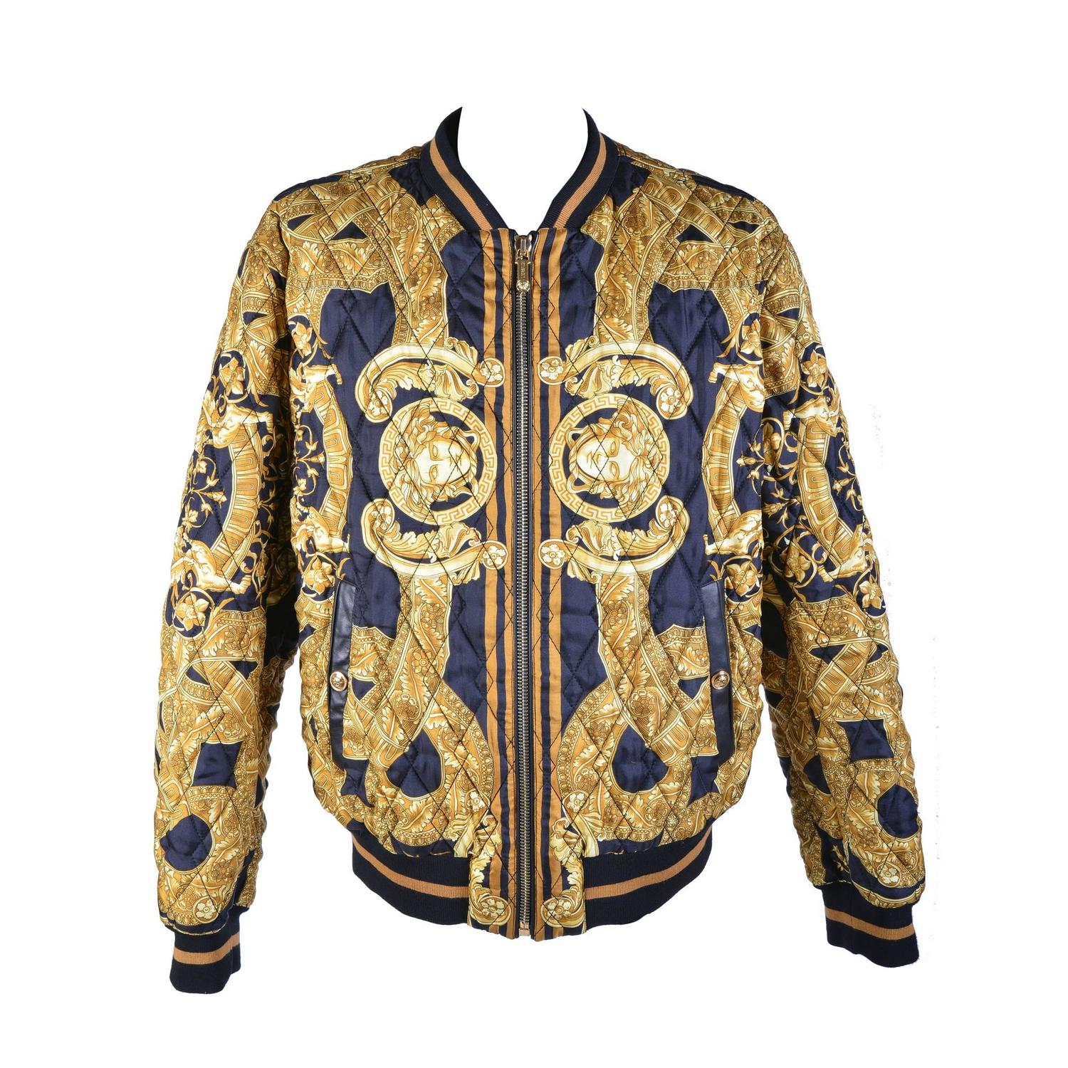 35th ANNIVERSARY VERSACE QUILTED SILK BOMBER JACKET For Sale at 1stdibs