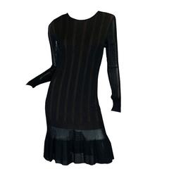 2008 Azzedine Alaia Black & Nide Open Weave Knit Dress