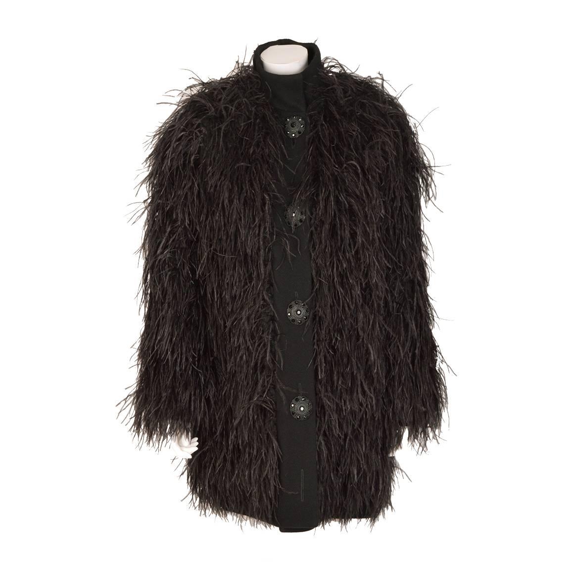 Exceptional Chanel Hand Embroidered Ostrich Feather Jacket For Sale