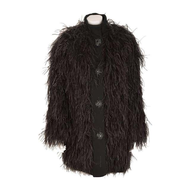 Exceptional Chanel Hand Embroidered Ostrich Feather Jacket For Sale at ...
